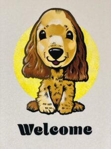 welcomeの犬の絵